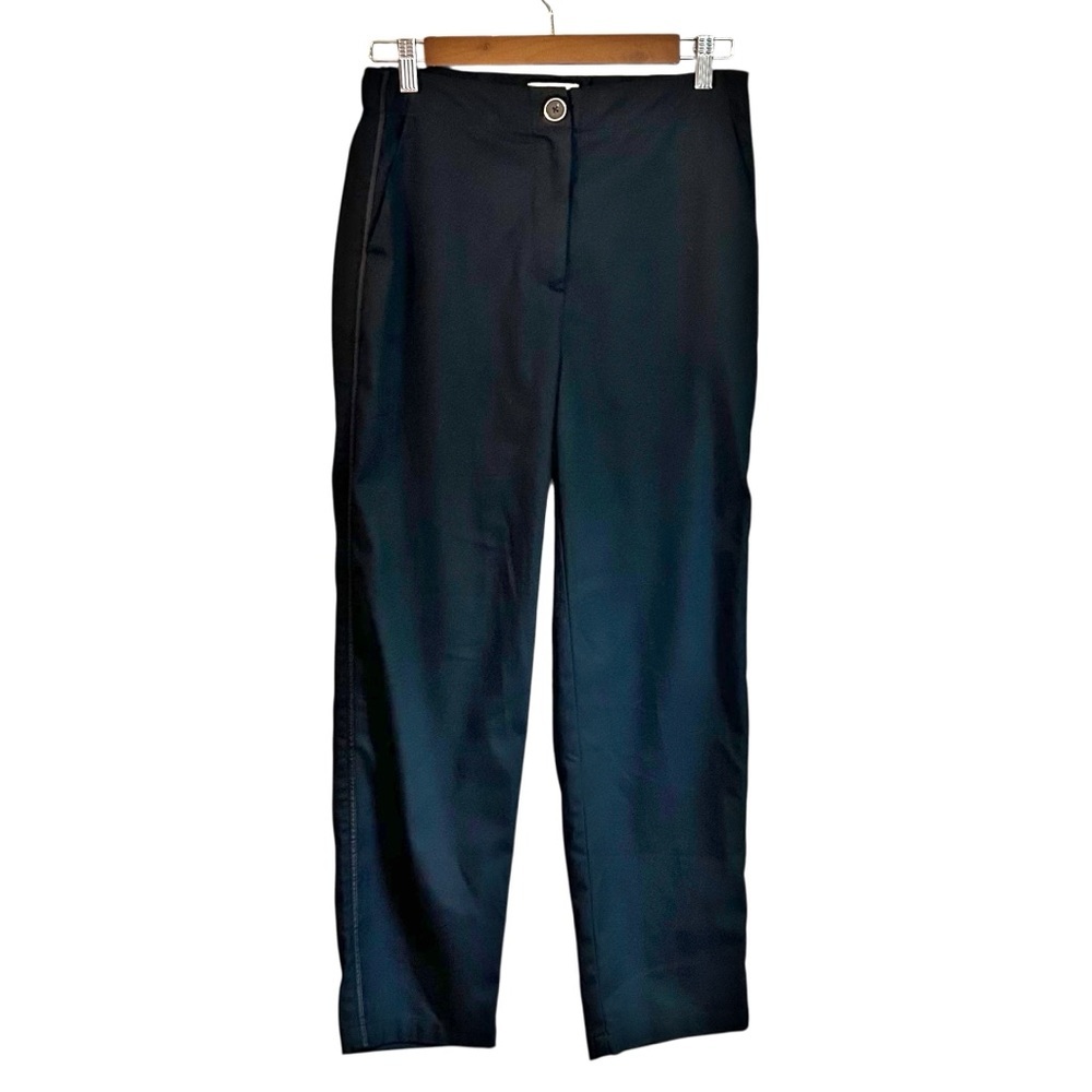 Anthropologie Maeve Elastic Waist Cropped Pant with Tuxedo Stripe Women SZ US 4